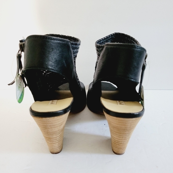 NEW Paul Green Sandal Peep Toe Bootie Black Woven Leather Side Zip Size 11 US - Picture 5 of 7